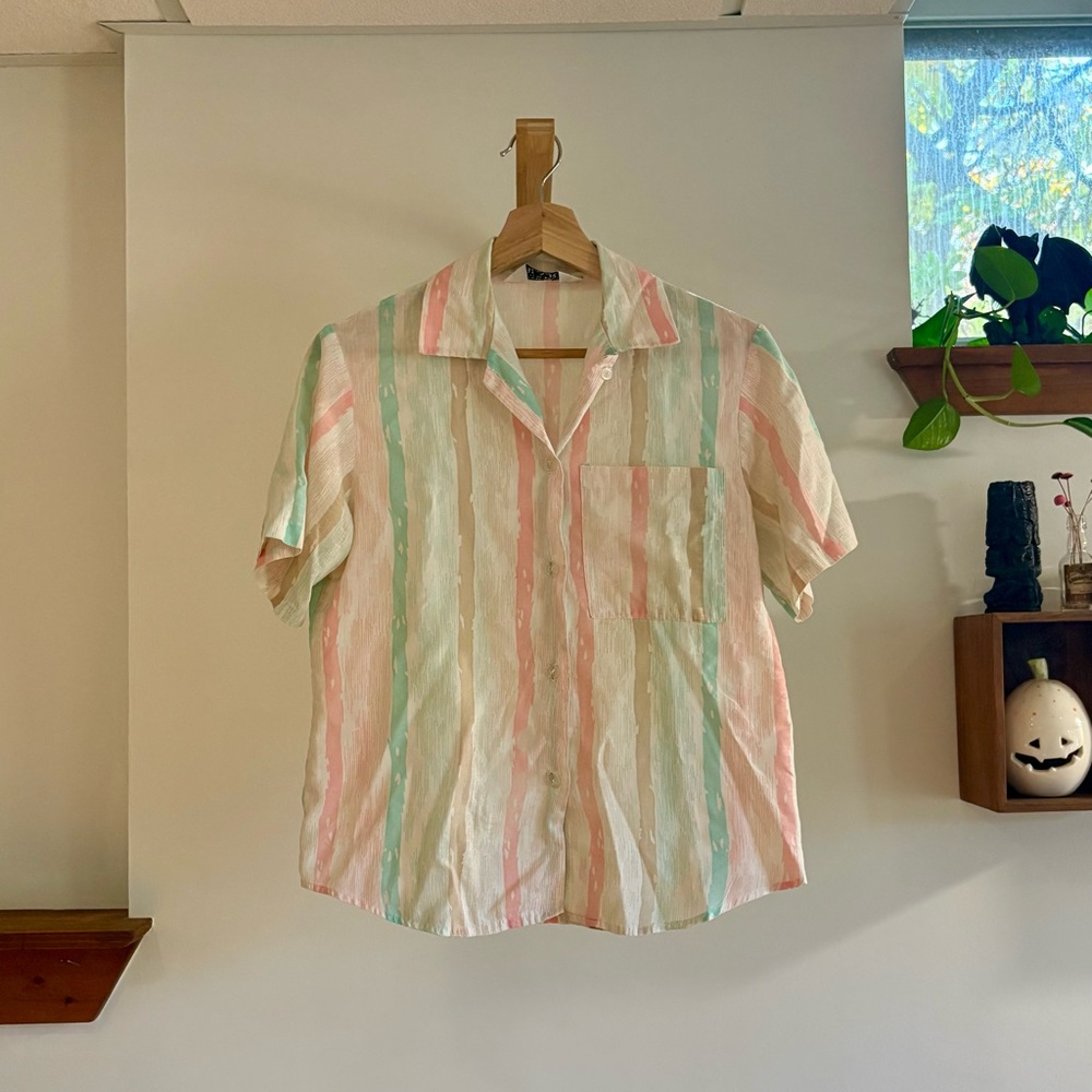 Button down Shirt with Pastel Stripes